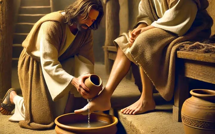 Jesus lavando os pés dos discípulos (GPT)